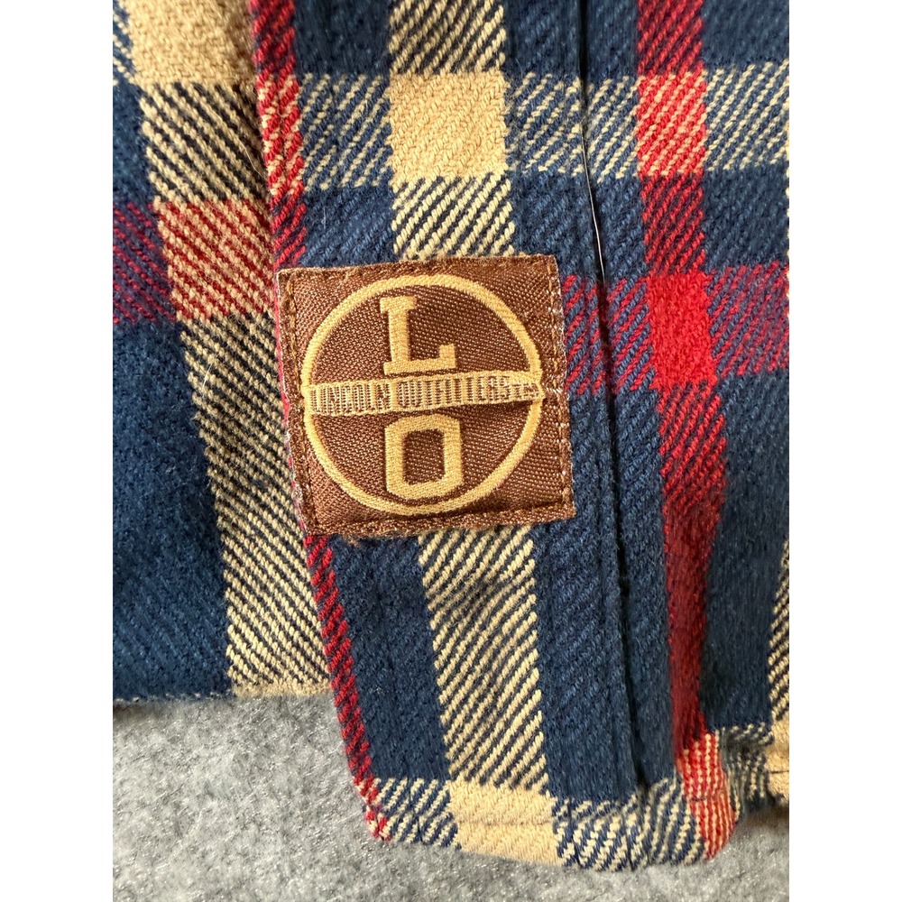 Lincoln Outfitters Mens Plaid Flannel Button Down Shirt Navy Blue Red Tan XL - Picture 8 of 10